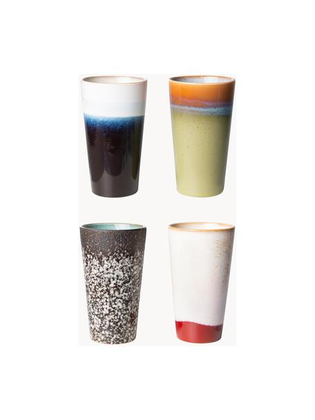 Ručně vyrobené pohárky v retro stylu 70's, 4 ks, Kamenina, Více barev, Ø 8 cm, V 13 cm, 280 ml