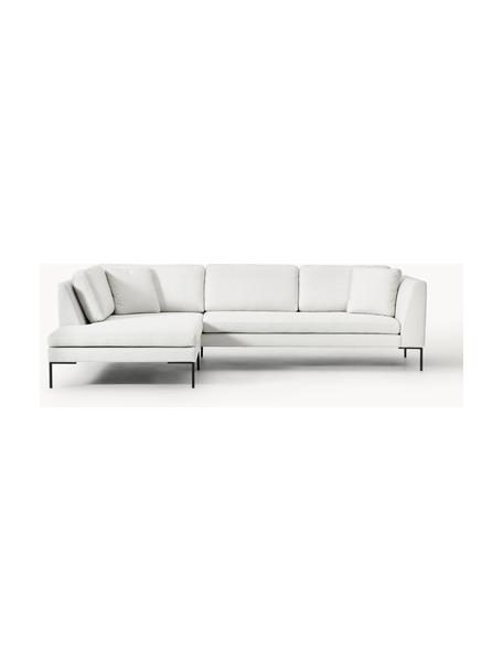 Ecksofa Emma mit Metall-Füßen, Bezug: Polyester 100.000 Scheuer, Gestell: Massives Kiefernholz, Bir, Füße: Metall, pulverbeschichtet, Webstoff Off White, B 302 x T 220 cm, Eckteil links