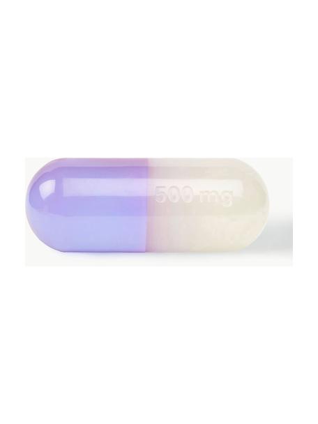 Dekoracja Pill, Akryl polerowany, Biały, lawendowy, S 29 x W 13 cm