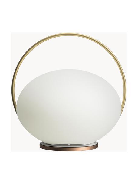 Lampada LED da tavolo portatile da esterno dimmerabile con porta USB Orbit, Paralume: plastica, Struttura: silicone, metallo rivesti, Bianco, dorato, Ø 20 x Alt. 19 cm