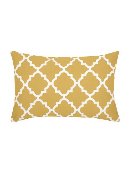 Kussenhoes Lana met grafisch patroon, 100% katoen, Geel, wit, B 30 x L 50 cm