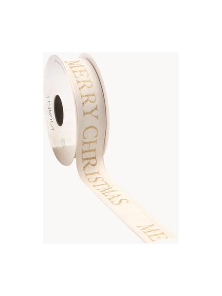 Geschenkband Textire, Polyester, Hellbeige, Goldfarben, B 3 x L 1500 cm