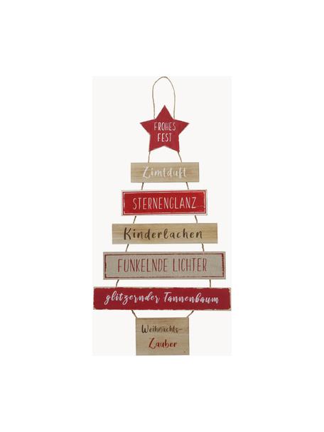 Wandobjekt Weihnachtszauber aus Holz, Beige, Rot, Weiß, Schwarz, B 40 x H 80 cm