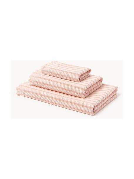 Serviettes de toilette Irma, tailles variées, Rose pâle, 3 éléments (1 serviette invité, 1 serviette de toilette et 1 drap de bain)