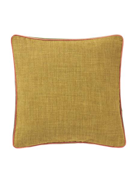 Funda de cojín con ribete Cressida, 100% poliéster, Verde oliva, An 45 x L 45 cm