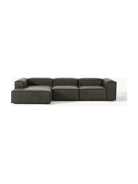 Modulares Ecksofa Lennon aus recyceltem Leder, Bezug: Recyceltes Leder (70 % Le, Gestell: Massives Holz, Sperrholz, Leder Taupe, B 327 x T 180 cm, Eckteil links