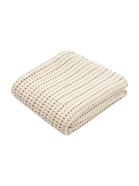 Bavlnená deka s vaflovou štruktúrou Kimber, 100 % bavlna, Krémovobiela, tóny hnedej, Š 130 x D 170 cm