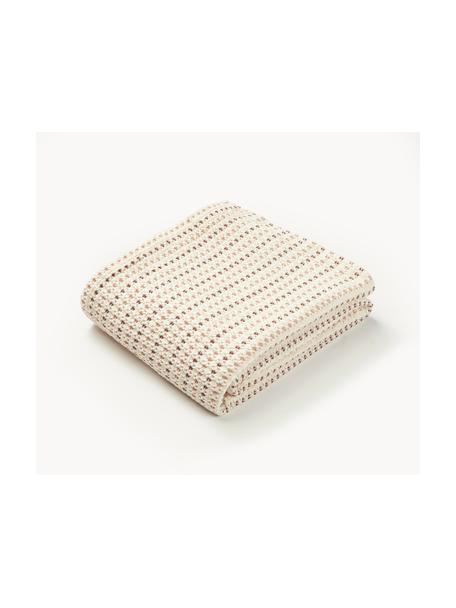 Coperta in cotone a nido d'ape Kimber, 100% cotone, Bianco crema, brunastro, Larg. 130 x Lung. 170 cm