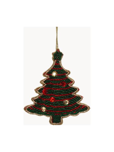 Décoration de sapin de Noël Christmas Tree, Perles, Vert, rouge, larg. 9 x haut. 11 cm