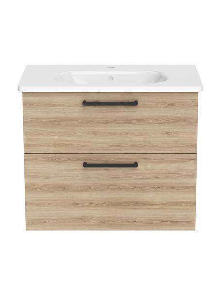 Waschtisch mit Unterschrank Orna, Griffe: Aluminium, beschichtet, Braun, Holz-Optik, B 80 x H 67 cm