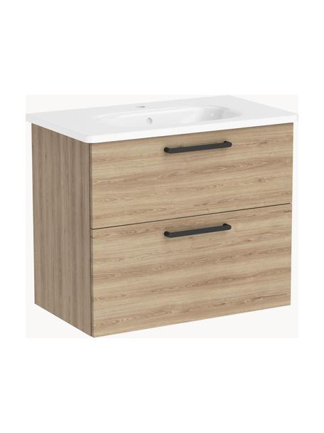 Lavabo con mobiletto Orna, Maniglie: metallo rivestito, Legno, Larg. 80 x Alt. 67 cm