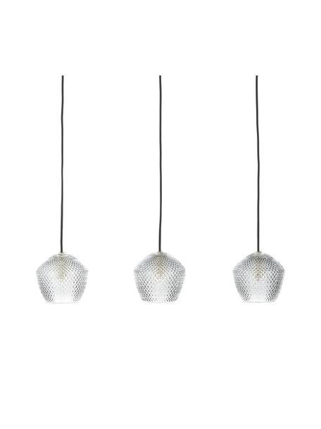 Lámpara de techo de vidrio Orbiform, Pantalla: vidrio, Anclaje: metal recubierto, Cable: cubierto en tela, Latón, gris transparente, An 71 x Al 15 cm