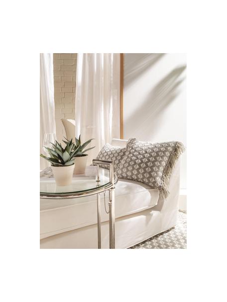 In- & outdoor kussen Morty van gerecycled PET met ethnopatroon, met vulling, 100% polyester (gerecycled PET), Grijs, gebroken wit, 40 x 40 cm