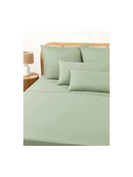 Sábana encimera de percal Elsie, Verde salvia, Cama 90 cm (180 x 280 cm)