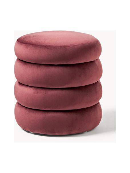 Pouf en velours avec rangement Alto, Velours rouge rouille, Ø 44 x haut. 48 cm