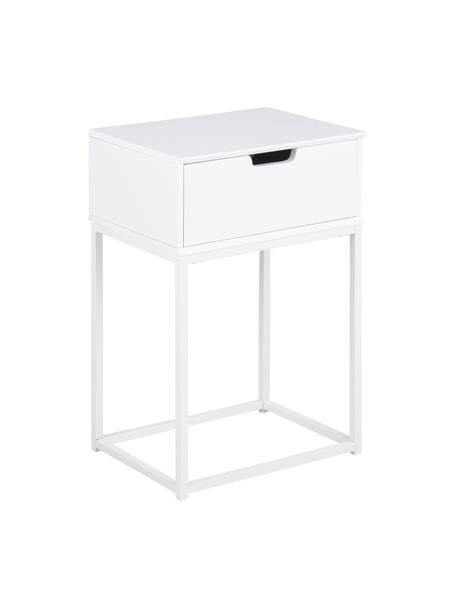 Nachtkastje Mitra met lades, Gelakt MDF, gepoedercoat metaal, Wit, B 40 x H 62 cm