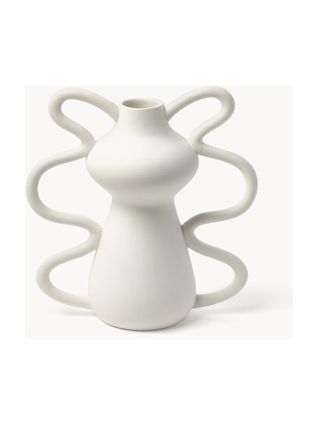 Dizajnová váza v organickom tvare Form, Kamenina, Lomená biela, Ø 6 x V 32 cm