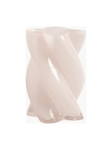 Handgefertigte Glas-Vase Marshmallow, H 20 cm, Glas, Hellrosa, Ø 14 x H 20 cm