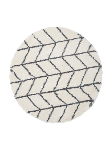 Kulatý koberec s vysokým vlasem Cera, Krémově bílá, Ø 150 cm (velikost M)