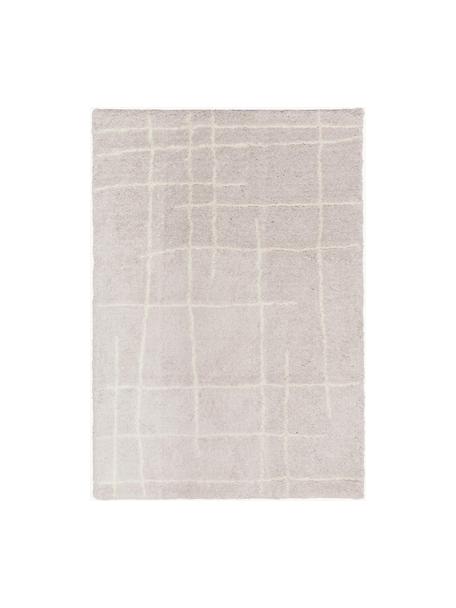 Pluizig hoogpolig vloerkleed Amelie in beige, handgetuft, Bovenzijde: 100% polyester, Onderzijde: gerecycled polyester, Beige, crèmewit, B 80 x L 150 cm (maat XS)