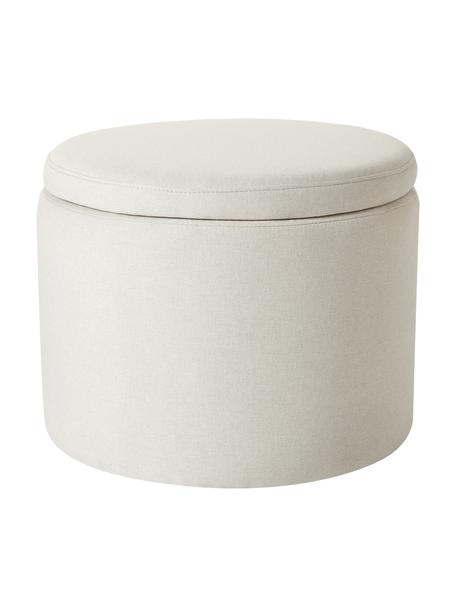Tabouret rembourré avec rangement Alida, Tissu beige, Ø 50 x haut. 42 cm