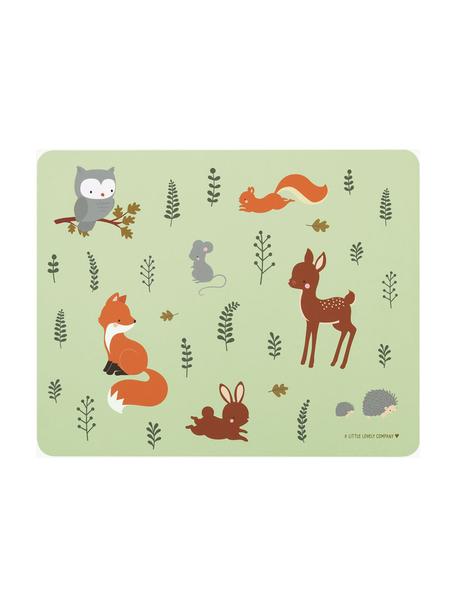 Set de table pour enfants Forest Friends, Caoutchouc, Vert clair, multicolore, larg. 43 x long. 34 cm