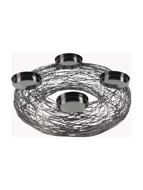 Adventskranz Tangle, Metall, beschichtet, Silberfarben, Ø 37 x H 12 cm