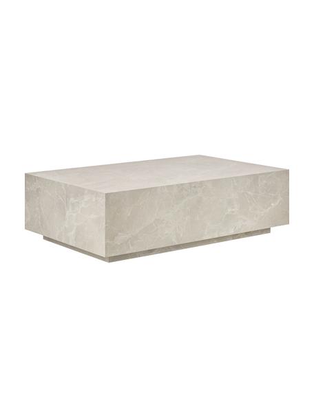 Tavolino da salotto effetto travertino Lesley, Pannello di fibra a media densità (MDF) rivestito con foglio di melamina, Effetto travertino beige, opaco, Larg. 120 x Alt. 35 cm