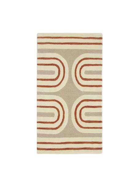 Ručne tuftovaný vlnený koberec Arne, Béžová, terakotová, krémovobiela, Š 80 x D 150 cm (veľkosť XS)