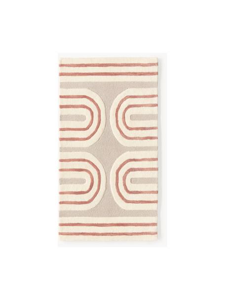 Tapis en laine tufté main Arne, Beige, terracotta, blanc crème, larg. 80 x long. 150 cm (taille XS)