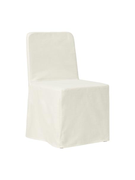Gestoffeerde stoel Russell met bekleding in crèmewit, Poten: essenhout, Frame: metaal, Wit, B 47 x H 86 cm