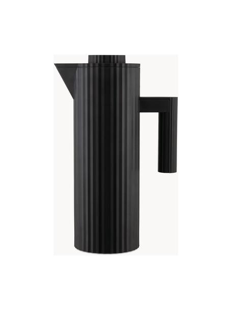 Isolierkanne Plissé, 1 L, Thermoplastisches Harz, Glas, Schwarz, 1 L