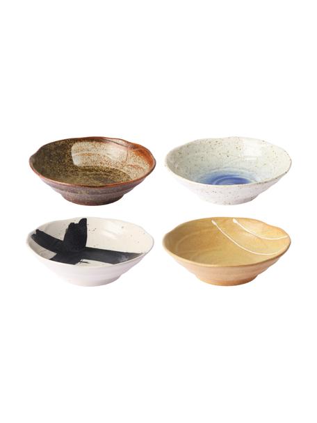 Handgemachte Schälchen Yunomi, 4er-Set, Steingut, Bunt, Ø 17 x H 5 cm