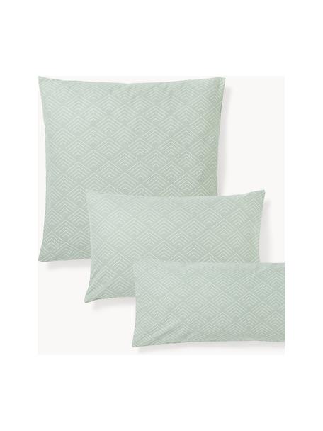 Taie d'oreiller en coton avec motif graphique Milano, Vert sauge, larg. 65 x long. 65 cm