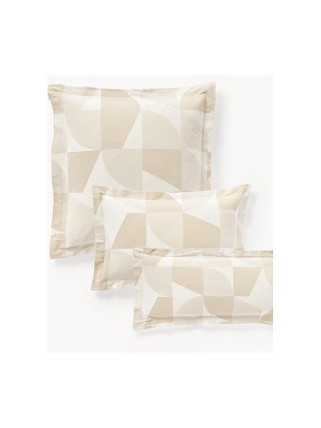 Funda de almohada de algodón estampado con dobladillo Elinor, Tonos beige, An 50 x L 70 cm