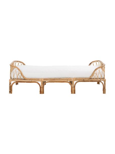Chaise-longue in bambù con imbottitura Blond, Struttura: bambù, Rivestimento: cotone, Legno di bambù, bianco, Larg. 185 x Prof. 78 cm