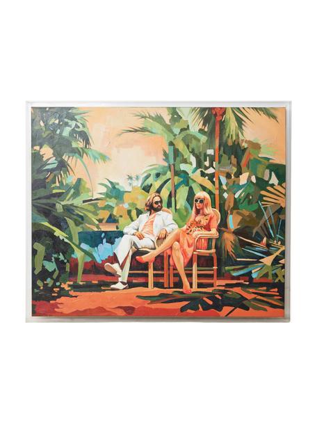 Handbeschilderde canvasdoek Higher met houten frame, Frame: gelakt hout, Vakantie, Ø 152 x H 127 cm