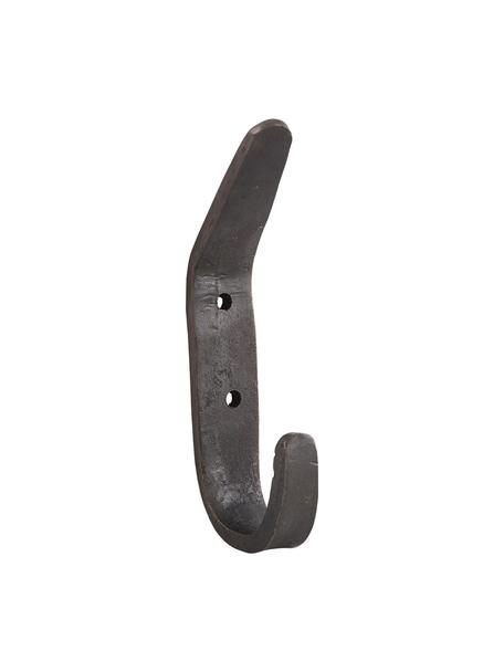 Gancio appendiabiti in metallo Forga, 2 pezzi, Metallo rivestito, Nero, Larg. 2 x Alt. 12 cm