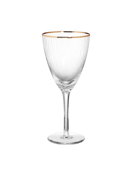 Bicchiere vino con bordo dorato Golden Twenties 4 pz, Vetro, Trasparente, Ø 9 x Alt. 22 cm, 280 ml