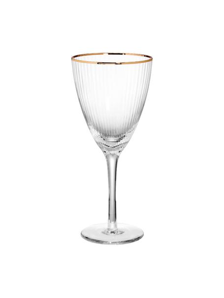 Sklenice na víno Golden Twenties, 4 ks, Sklo, Transparentní se zlatým okrajem, Ø 9 cm, V 22 cm, 280 ml