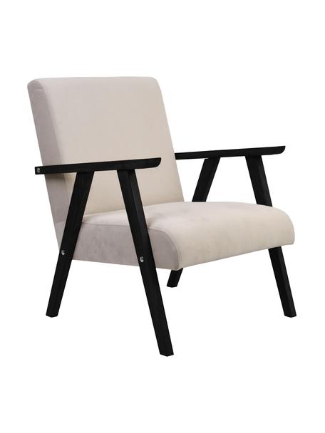 Sametová židle s područkami Victoria, Béžová Nohy: černá, Š 60 cm, H 69 cm