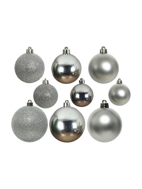 Breukvaste kerstballenset Mona, 30-delig, Zilverkleurig, Set met verschillende formaten