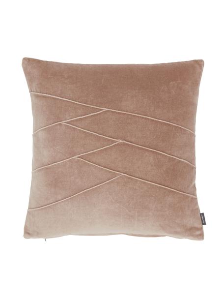 Poduszka z aksamitu z wypełnieniem Pintuck, Tapicerka: 55% rayon, 45% bawełna, Brązowy, S 45 x D 45 cm