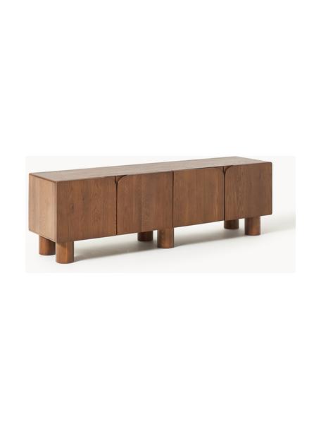 Mueble TV de madera de roble Cadi, Madera de roble pintado marrón, An 180 x Al 55 cm