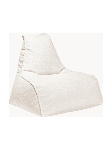 Sillón puf en tejido bouclé Woolly, Tapizado: tejido bouclé (100% polié, Bouclé Off White, An 70 x F 80 cm