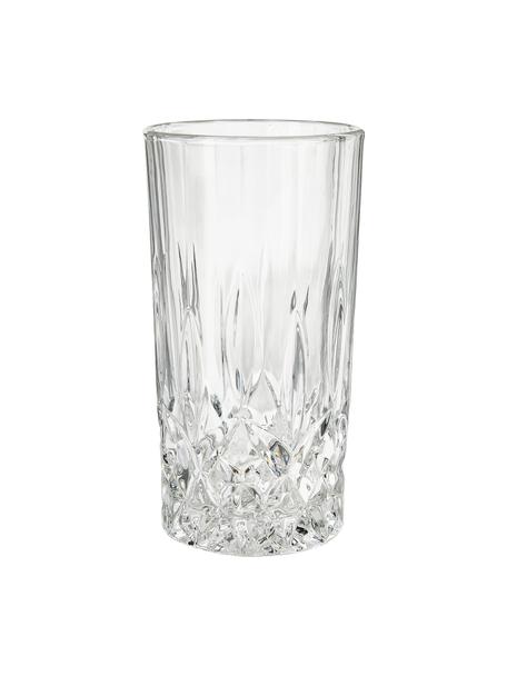 Longdrinkglazen George met kristalreliëf, 4 stuks, Glas, Transparant, Ø 8 x H 15 cm, 380 ml