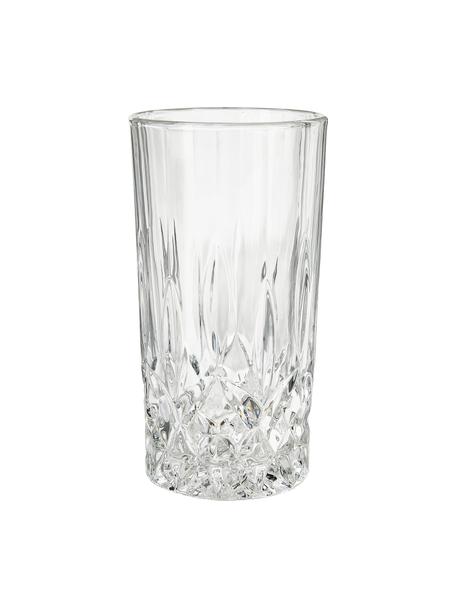 Sklenice na long drink s reliéfním vzorem George , 4 ks, Sklo, Transparentní, Ø 8 cm, V 15 cm, 380 ml