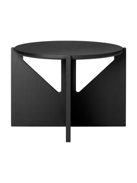 Salontafel Future van eikenhout, Massief gelakt eikenhout, Zwart, Ø 52 cm