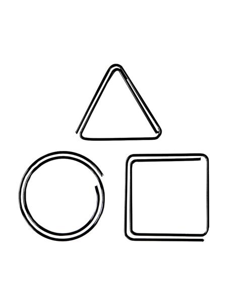Büroklammern-Set Geometria, 9-tlg., Metall, lackiert, Schwarz, 3 x 3 cm