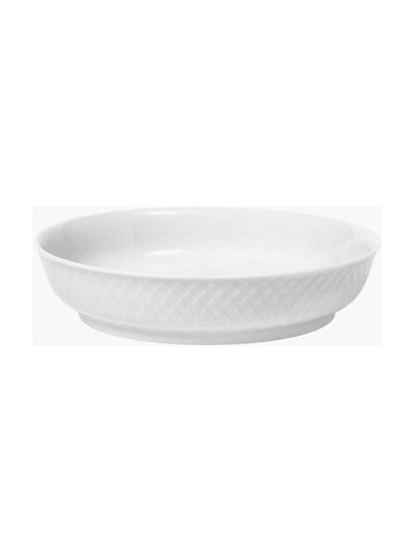 Assiettes à dessert en porcelaine avec motif texturé Rhombe, 4 pièces, Porcelaine, Blanc, Ø 16 x haut. 4 cm